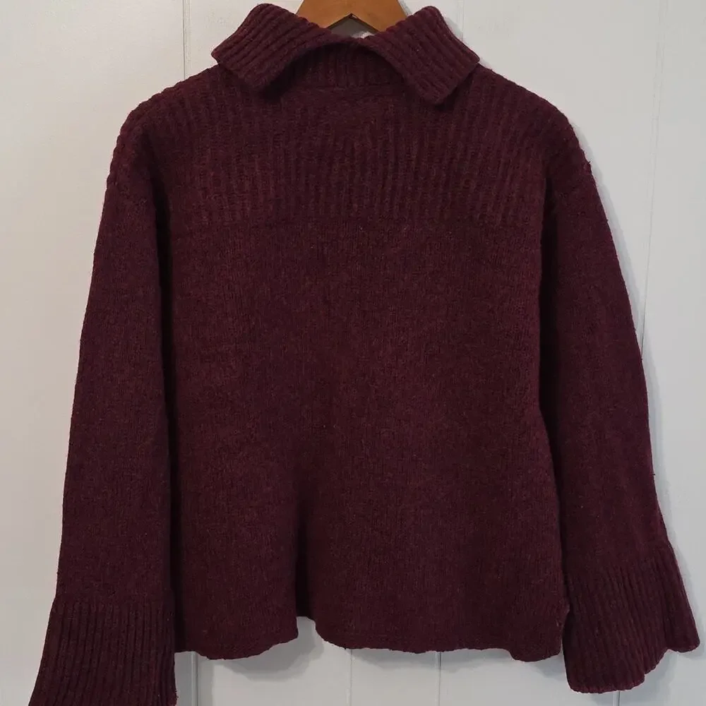 Tommy Hilfiger Burgundy and Red Turtleneck Wool Sweater Womens XS